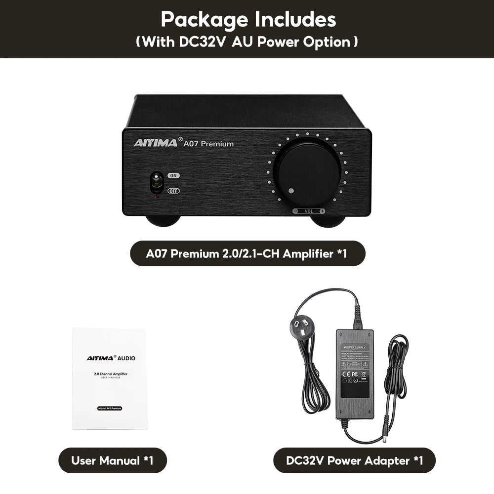 AIYIMA A07 Premium TPA3255 Power Amplifier 300Wx2 Class D Stereo 2.0 Digital Audio Amp HiFi Sound Amplifiers Home Speaker