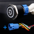 Black Push Button Switch with Wire Led Light 16/19/22mm Waterproof Illuminated  Metal Latching Momentary 5V 12V 220V Red Blue