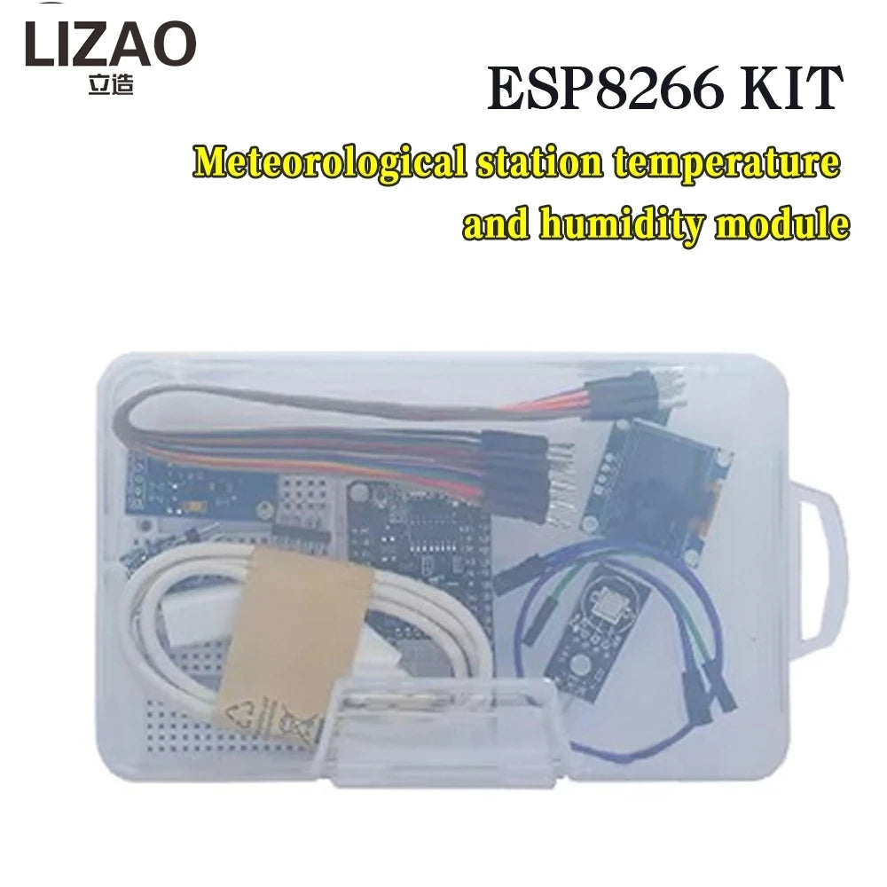 ESP8266 Weather Station Kit, Temperature & Humidity Sensor with OLED Display, Breadboard and Accessories for Arduino IoT Project