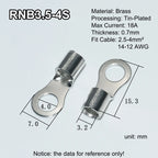 100pcs RNB Brass Ring Bare Terminal Block Connector Cable Lugs Wire Crimping Tips Electrical Connection Strips 12V 2.5mm 4mm 6mm