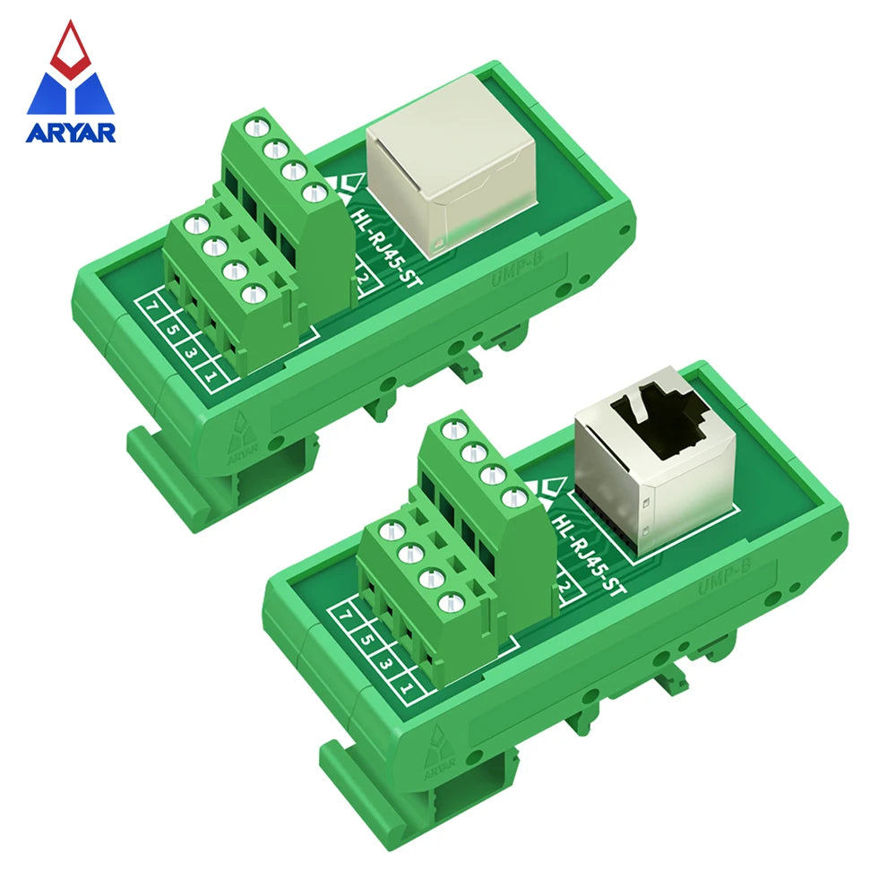 RJ45 Famele To Termianl Block Module RJ45 Vertical and Horizontal Breakout Board RJ-45 Splitter Adapter Din Rail Mounting