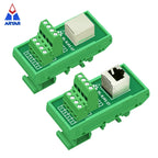 RJ45 Famele To Termianl Block Module RJ45 Vertical and Horizontal Breakout Board RJ-45 Splitter Adapter Din Rail Mounting