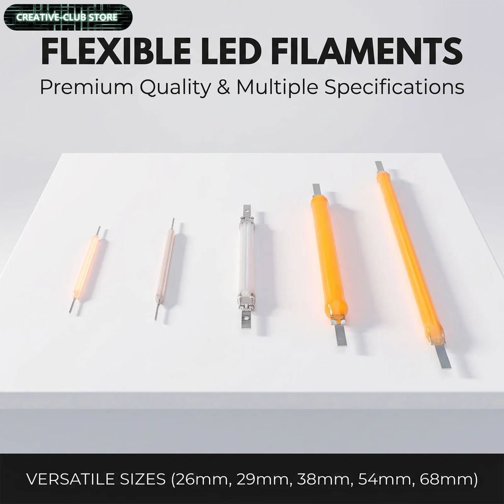 20PCS Per Box Multicolour 3V COB LED Filament 3V Edison Bulb Lamp Parts Incandescent Light Diodes Accessories Holiday Lighting