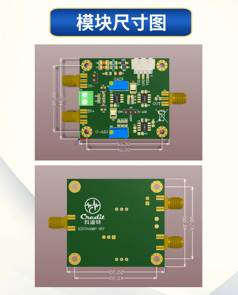 INA128 Amplifier Module Dual Power Amplifier Instrument Amplifier Precision Microvolt/millivolt Amplifier
