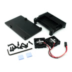 For Raspberry Pi 4 3 Model B 3B Plus Aluminum Case with Dual Cooling Fan Metal Shell Enclosure for RPI Raspberry Pi 4B 3B+ Model