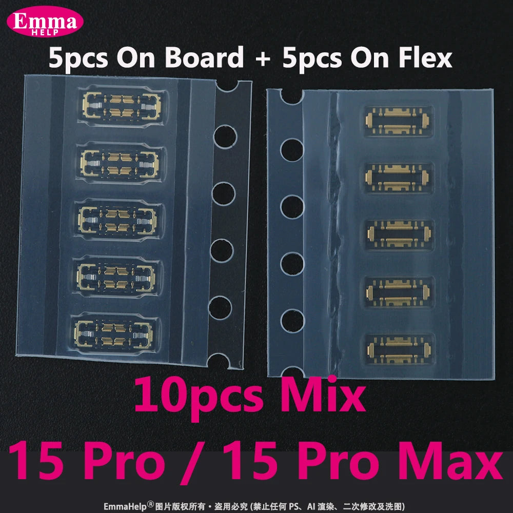 10pcs Battery FPC Connector Flex Cable For iPhone 14 15 Plus 13 12 11 Pro Max 7 6S X XR 8 Plus Clip Plug