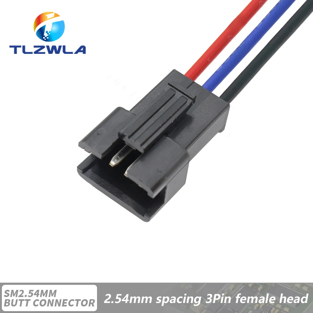 10PCS JST SM 2/3/4/5/6Pins 2.54MM Plug Male to Female Wire Connector cable pigtail Plug LED Connecting line 20cm Long