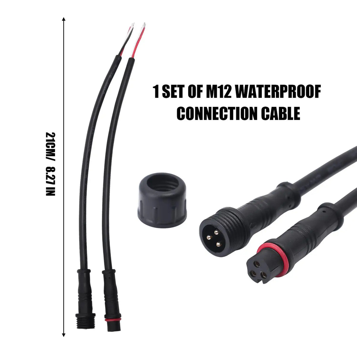 M12 IP67 Waterproof Cable Connector 2/3/4 Pin Male Female Plug with PVC Wire for Car Motorcycle LED Light Auto Accessories