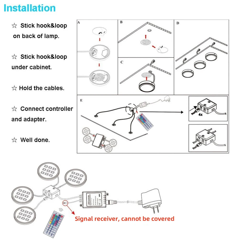 1 2 3 5 6 8 Lihgts RGB LED Cabinet Light 12V WiFi Bluetooth 24Key 44Key Remote Control Power Kit for Kitchen Wardrobe Lighting