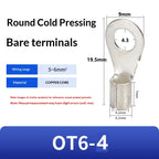 Circular Terminal Block OT1/1.5/2.5/4/6-4/5/6/8mm Cable Lug Spade Bare Copper Wire Connector Wires Non Insulated Crimp Terminal
