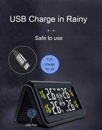 Solar Wireless Tire Pressure Monitoring System TPMS Auto Security Alarm Device Digital Colorful Display With 4 sensors