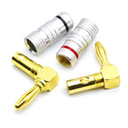 4pcs Banana Plug Connectors Right Angle 90 Degree Gold-Plated 4MM Audio Jack Adapter Video Speaker Plugs HiFi