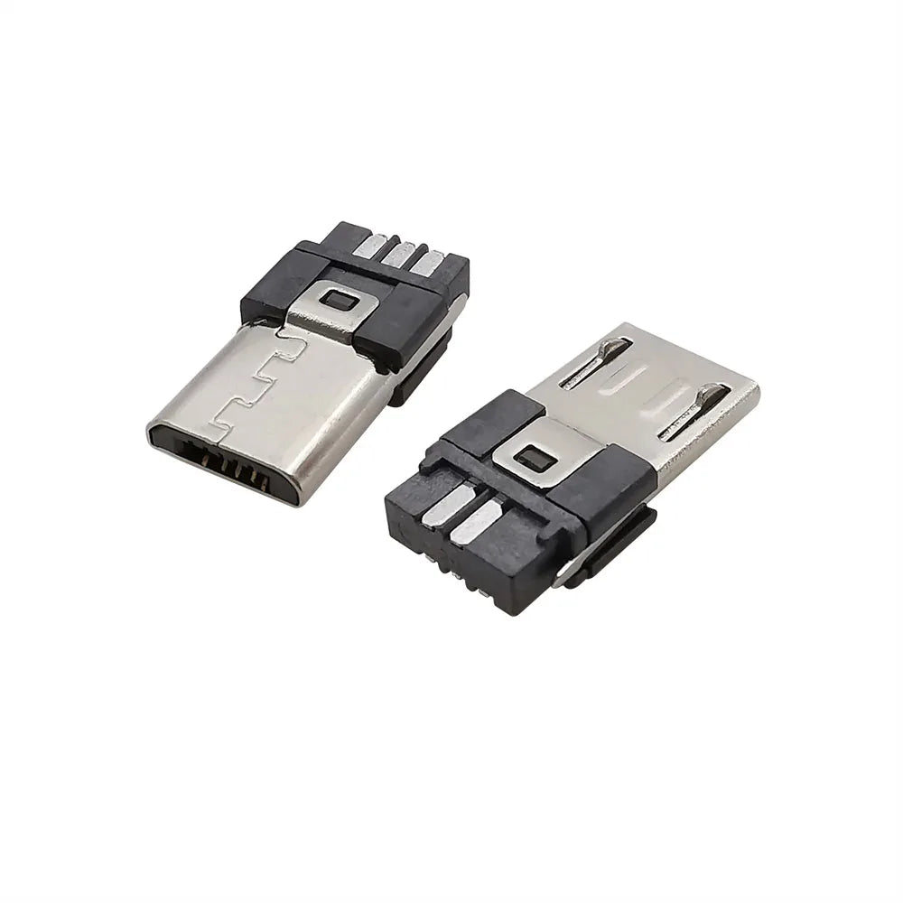 10Pcs 6mm Micro USB Connector 4 in 1 Micro USB Welding Type Male 5Pin Plug DIY Tail Charging Socket Connector With Plastic Cover