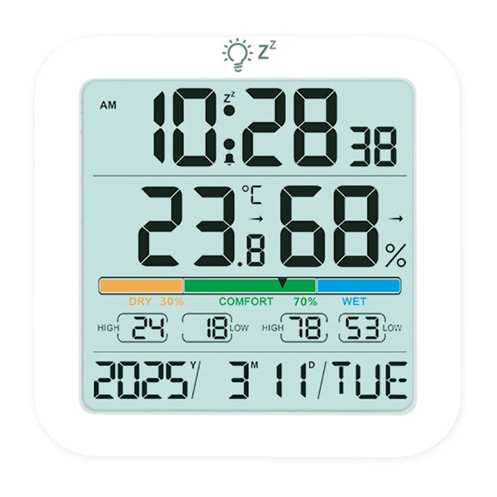 Thermometer Sensor with Backlit LCD Digital Magnetic Clock Easy To Read Home Weather Station for Humidity Gauge Meter Sensor