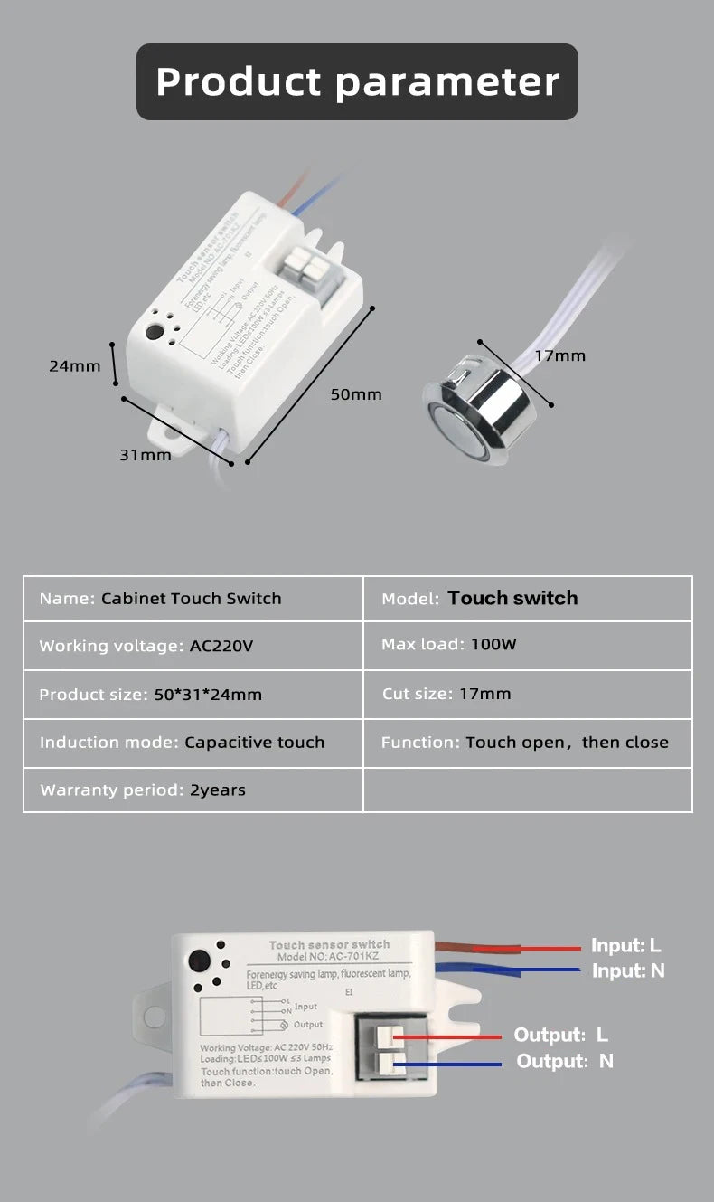 220V 100W LED  Touch Sensor/Door Sensor Gesture Sensor Switch Suitable for cabinet furniture gesture sensor  smart home switch