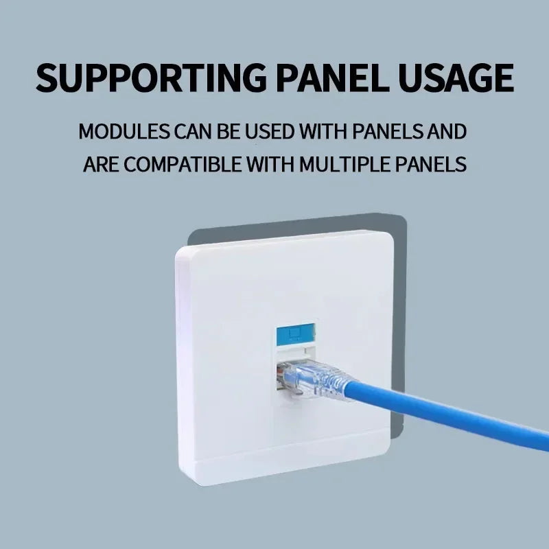 No-Tool Snap-In RJ45 Coupler - CAT6A CAT5E CAT6 Ethernet Socket Wall Plate with 8P8C Port for Network Cabling/Server Room