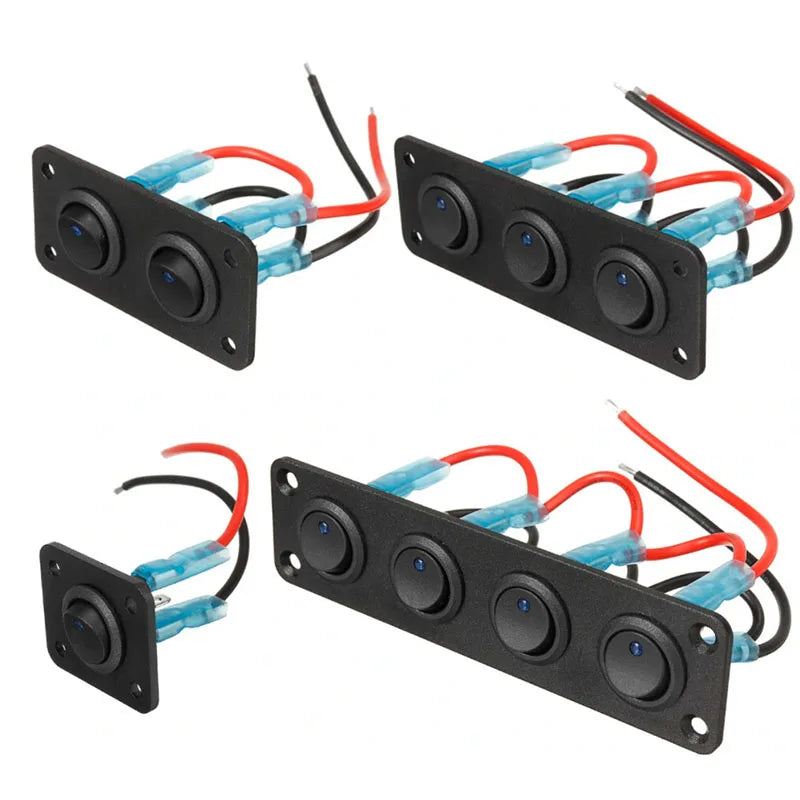 12V 1-4 Gang Universal Toggle Switch Panel USB Car Boat Marine RV Truck Blue LED Styling Accessories Marine Rocker Switch