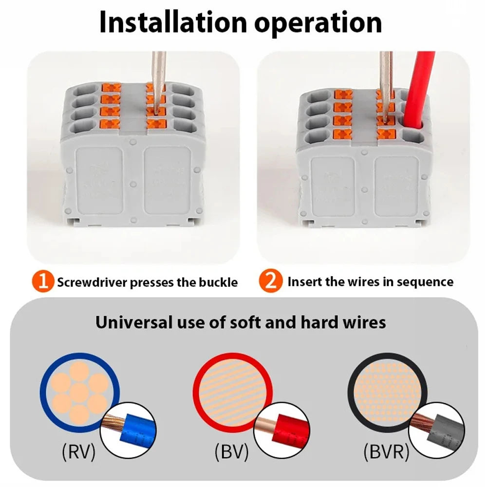 1Pc Wire Electrical Cable Connectors Plug-in Terminal Block PTFIX 2.5mm² Splitter Spliceable DIN-Rail Mounting Junction Box Too