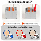 1Pc Wire Electrical Cable Connectors Plug-in Terminal Block PTFIX 2.5mm² Splitter Spliceable DIN-Rail Mounting Junction Box Too