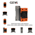 GEYA Solid State Relay with Radiator SSR 10DA 25DA 40DA DC Control AC Single Phase SSR Din Rail Mount Single Phase