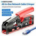 Kebidumei RJ45 Crimp Tool Kit CAT7 Cat6 Cat5 Cat5e 8P6P Crimping Tool Connector Wire Stripping All-in-1 Cable Crimper with Blade
