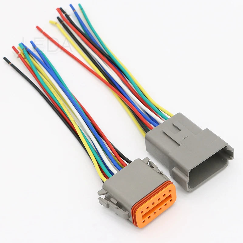 1Pcs DT Waterproof Automotive Connector With 15cm Wiring DT06-2S/DT04-2P 3P 4P 6P 8P 12P Male Female Plug Socket For Automobile