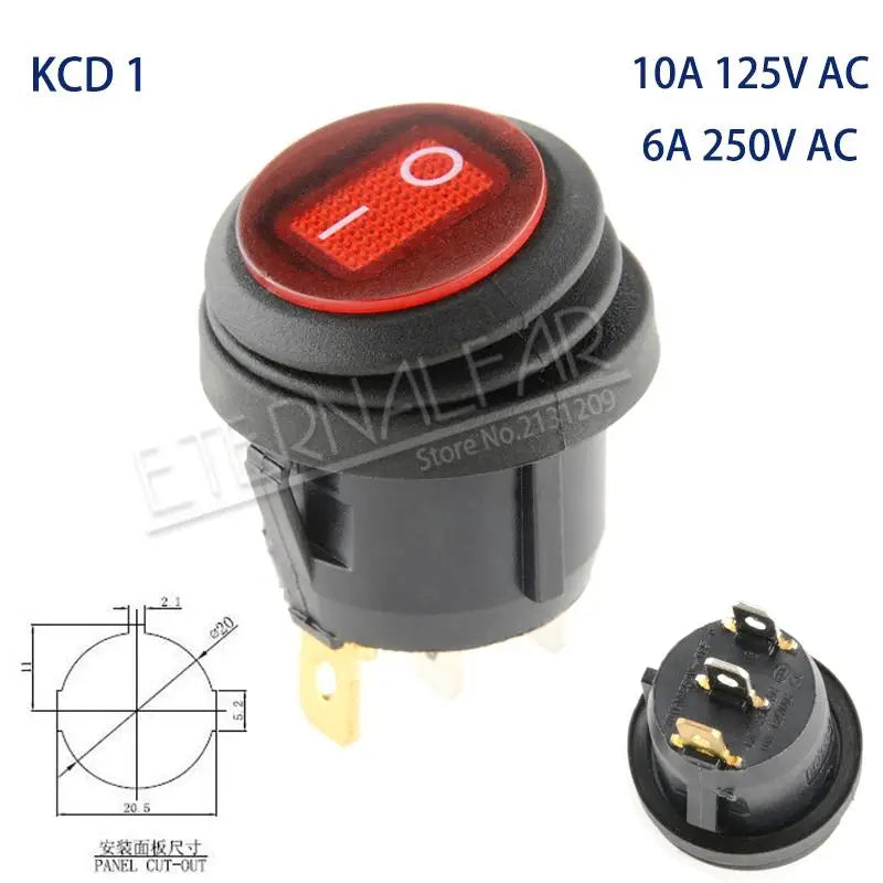 KCD1 KCD2 KCD4 KCD6 On Off 10A 16A 20A 125V 250V AC Heavy Duty DPST Sealed Waterproof Auto Boat Marine Toggle Rocker Switch with