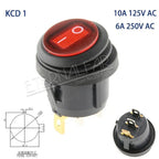 KCD1 KCD2 KCD4 KCD6 On Off 10A 16A 20A 125V 250V AC Heavy Duty DPST Sealed Waterproof Auto Boat Marine Toggle Rocker Switch with