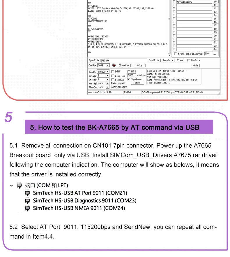 SIMCOM A7665E LTE CAT1 Breakout Board 4G GSM Cellular Module with SIM Slot Development Board for Vehicle GPS Tracker