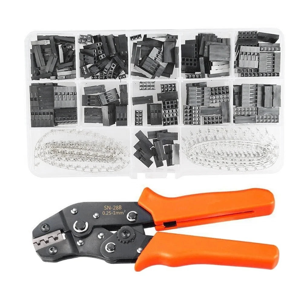 A58Z 620Pcs Connector Kit with Wire Crimper Plier 2.54Mm Pitch 1/2/3/4/5/6 Pin JST SM and 2.54 Mm JST XH Male/Female