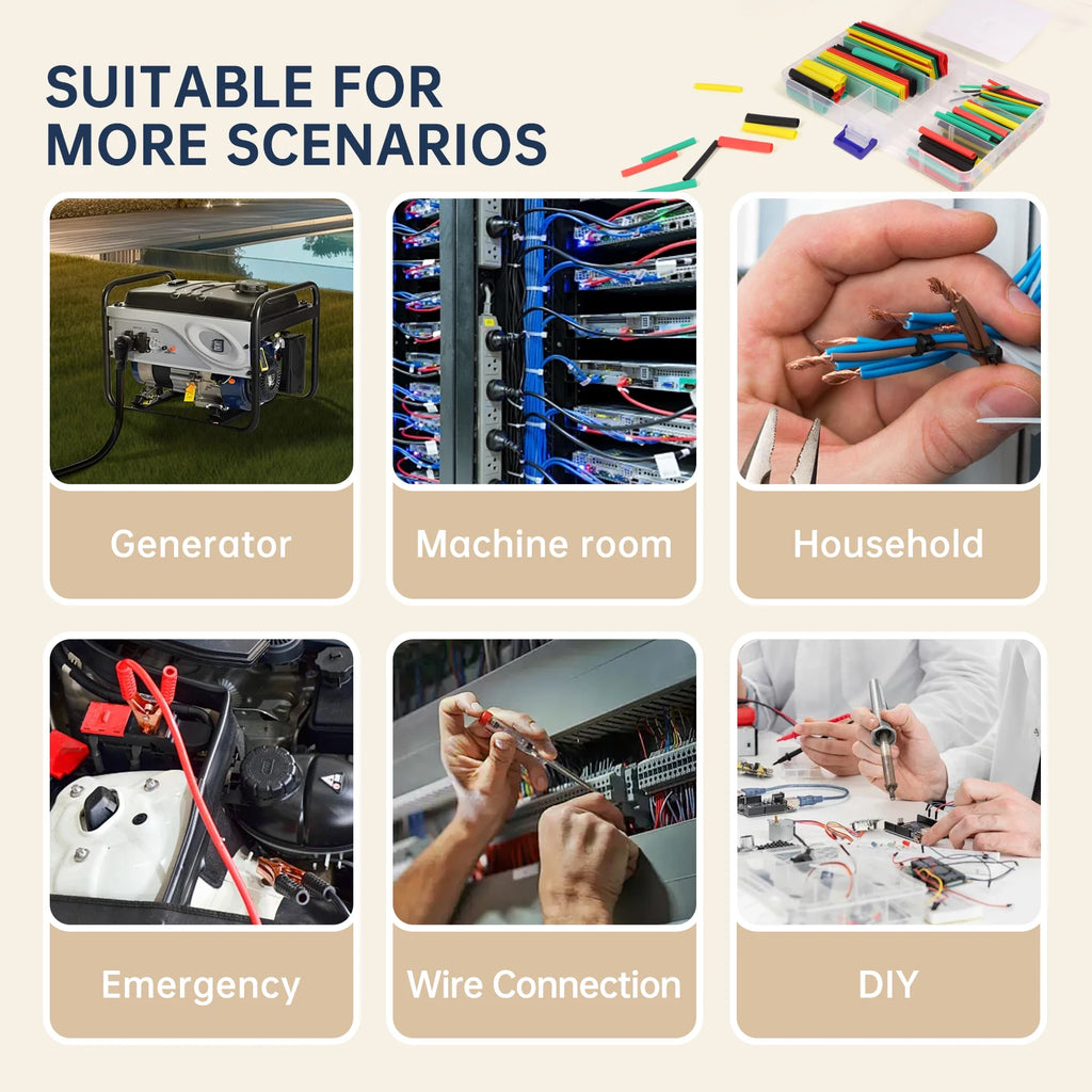 Heat Shrink Tubing Kit 73-900PCS 2:1 3:1 4:1 Ratio Cable Wire Insulation Sleeve Electrical Repair Protector Heat-Shrink Tube Set