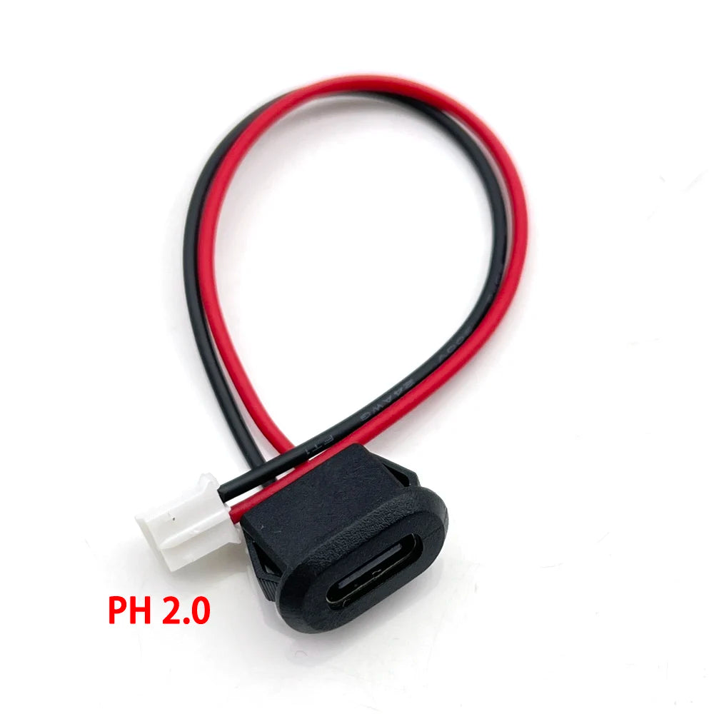 4 Pin Press Type USB Connector Type-C Waterproof with PH 2.0 Female Socket High Current Fast Charging Jack Port with Data Pin