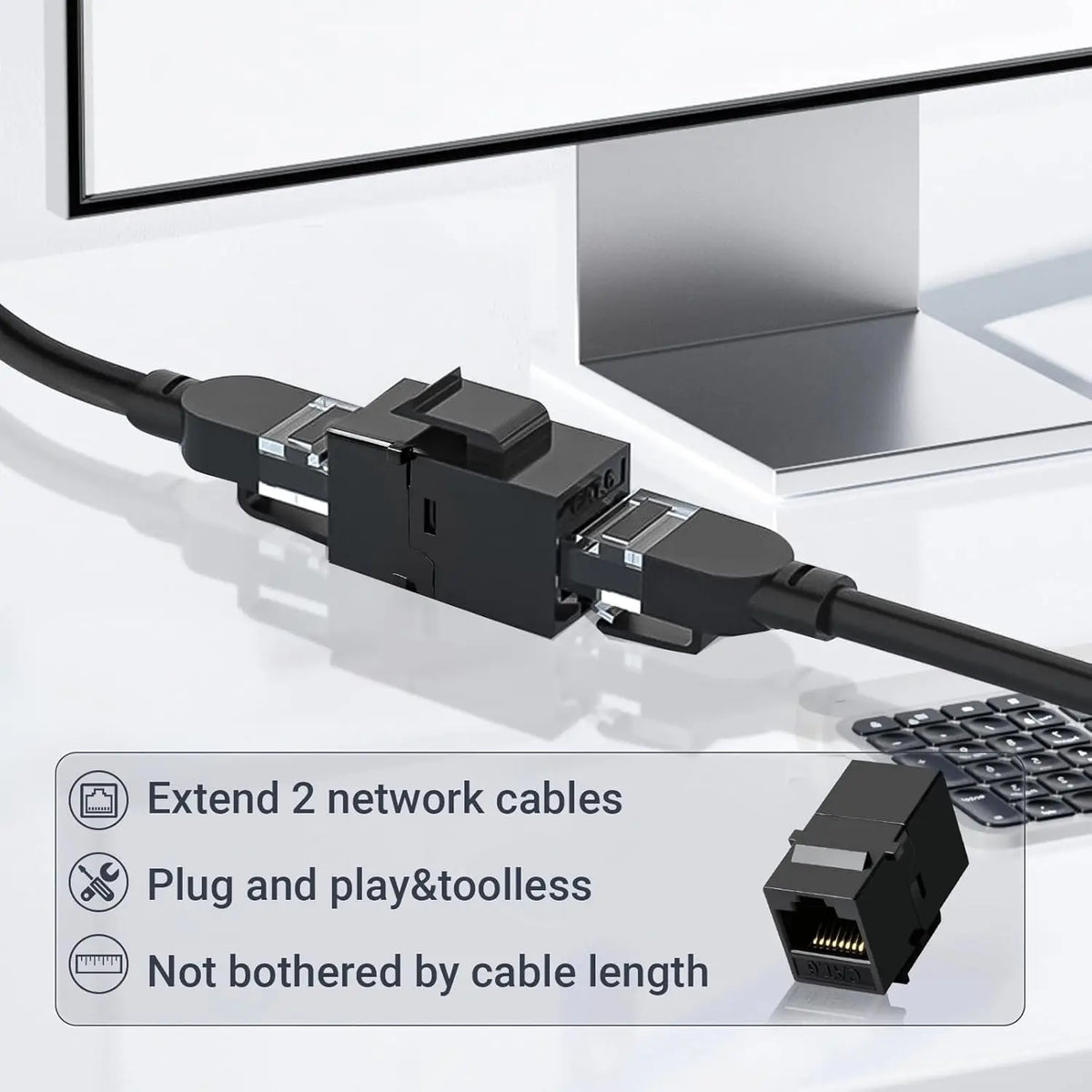 1-24PCS Cat6 RJ45 Keystone Coupler Network Ethernet Dual Straight Head Lan Cable Connectors Internet CAT 6 6a Extender Plug