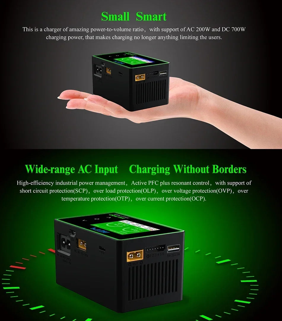 HOTA H6 Pro Duo AC 200W DC 700W 26A Mini Battery Charger 1-6S Lipo NiMh Li-ion Ni-Cd Digital RC Balance Charger Discharger