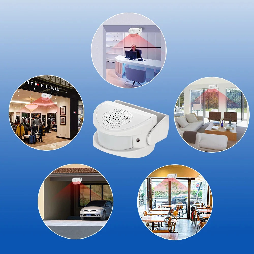 FUERS Wireless Guest Welcome Chime Alarm Door Bell PIR Motion Sensor For Shop Entry Company Security Protection Smart Doorbell