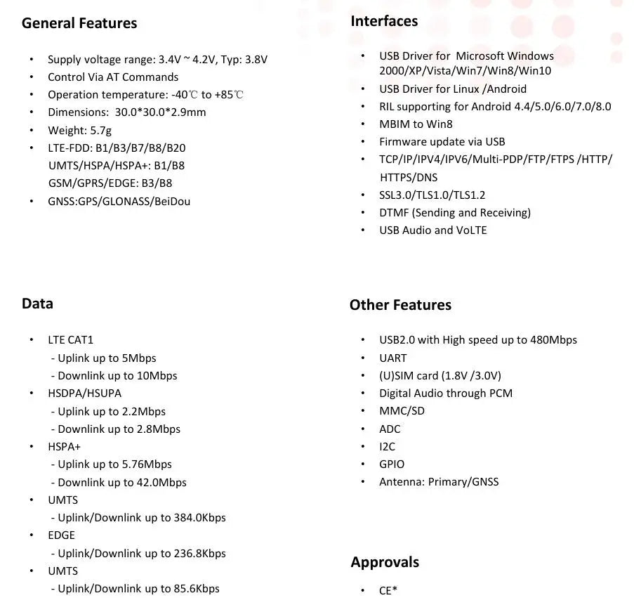 SIM7600E-L1C SIM7600E SIMCOM 4G LTE CAT1 Module 2G/3G/4G GNSS GSM GPRS Module SIM7600 SIM7600E-L1C for Europe/Middle East/Africa