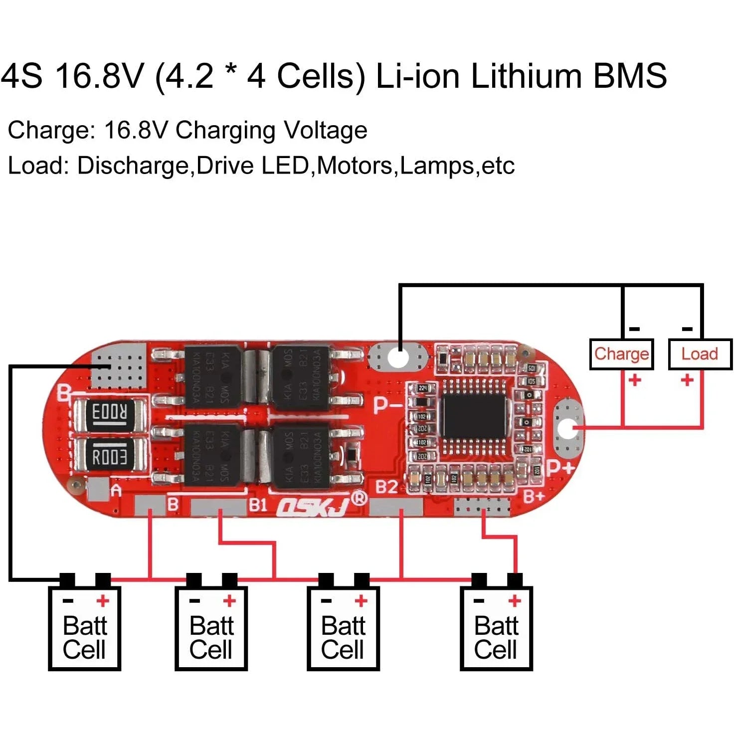3S 4S 5S Li-ion LiPo LiFePO4 BMS 25A Battery Protection Board Balanced Charging Module for Power Tool Battery Pack