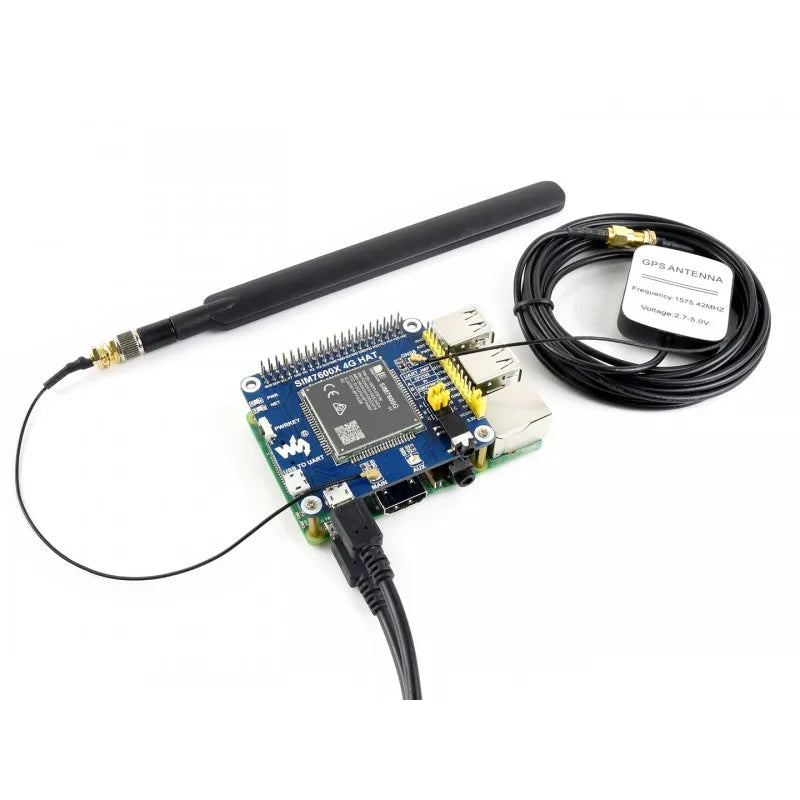 SIM7600G-H 4G HAT For Raspberry Pi, LTE Cat-4 4G / 3G / 2G Support, GNSS Positioning, Global Band SIM7600