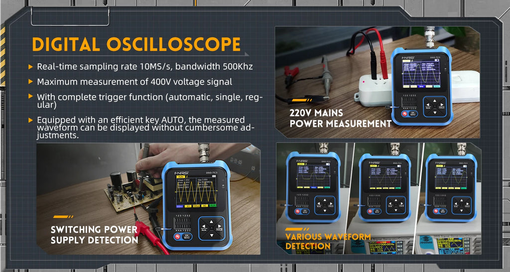 FNIRSI DSO-TC4/DSO-TC3  3 in 1 Digital Oscilloscope 10MHz 48Ms/s Transistor Tester Electronics Component Tester USB Charger Tool