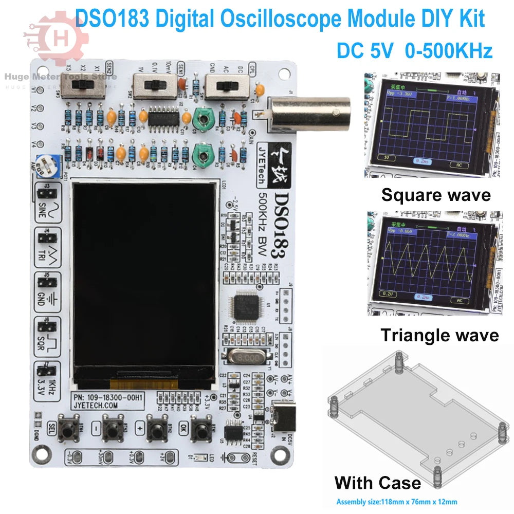 DSO183 Digital Oscilloscope Module DIY Loose Part Teaching Practical Training Electronic Production Kit DC 5V 0-500KHz Type C