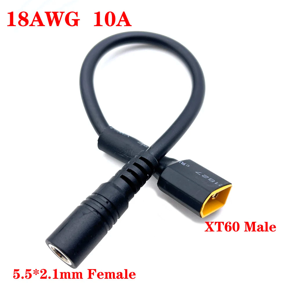 1pcs 10A Ultra-soft XT60 Plug Male Female Connector to  DC 5525/DC5521 Power Cable for Fly Multirotor Field Repairs Apply