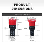 EB2 Emergency Stop Button Red Mushroom Head emergency off Switch Latching e-stop Push Buttons for Electronics Machine VaneAims