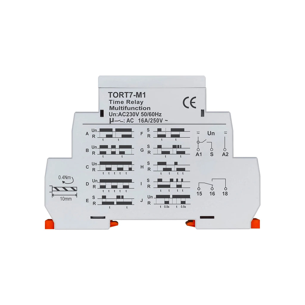 TORT7 Series Delay-ON Delay-OFF 10in1 Asymmetric Cycler Time Relay Multi-function Timer Switch 0.1S-10D Pulse Generator Interval