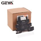 10PCS GEYA Din Rail Slim Relay Module HF-41F Integrated PCB Mount Power Relay With Relay Holder 12V 24V 48V 110V 230V 6.2mm