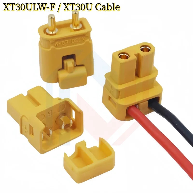 Amass XT30 Male Female Connector, XT30ULW-F Plug XT30U-M R/A 16AWG Silicone Cable Elbow Battery Charging Cable for RC Quadcopter