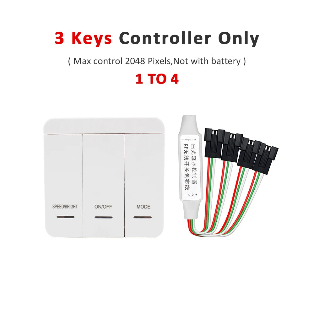 WS2811 Horse Race Running Water Led Strip 24V COB 360LEDs/M SMD 120LEDs/M Touch Controller Sync Controller 1to4 1to8 Sequential