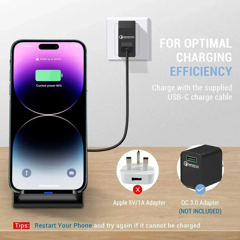 30W Fast Wireless Charger Stand Pad for iPhone 17 16 15 14 13 -11/XR, Samsung Galaxy S25/S26/S21/S20, Xiaomi 17 15 14, Huawei