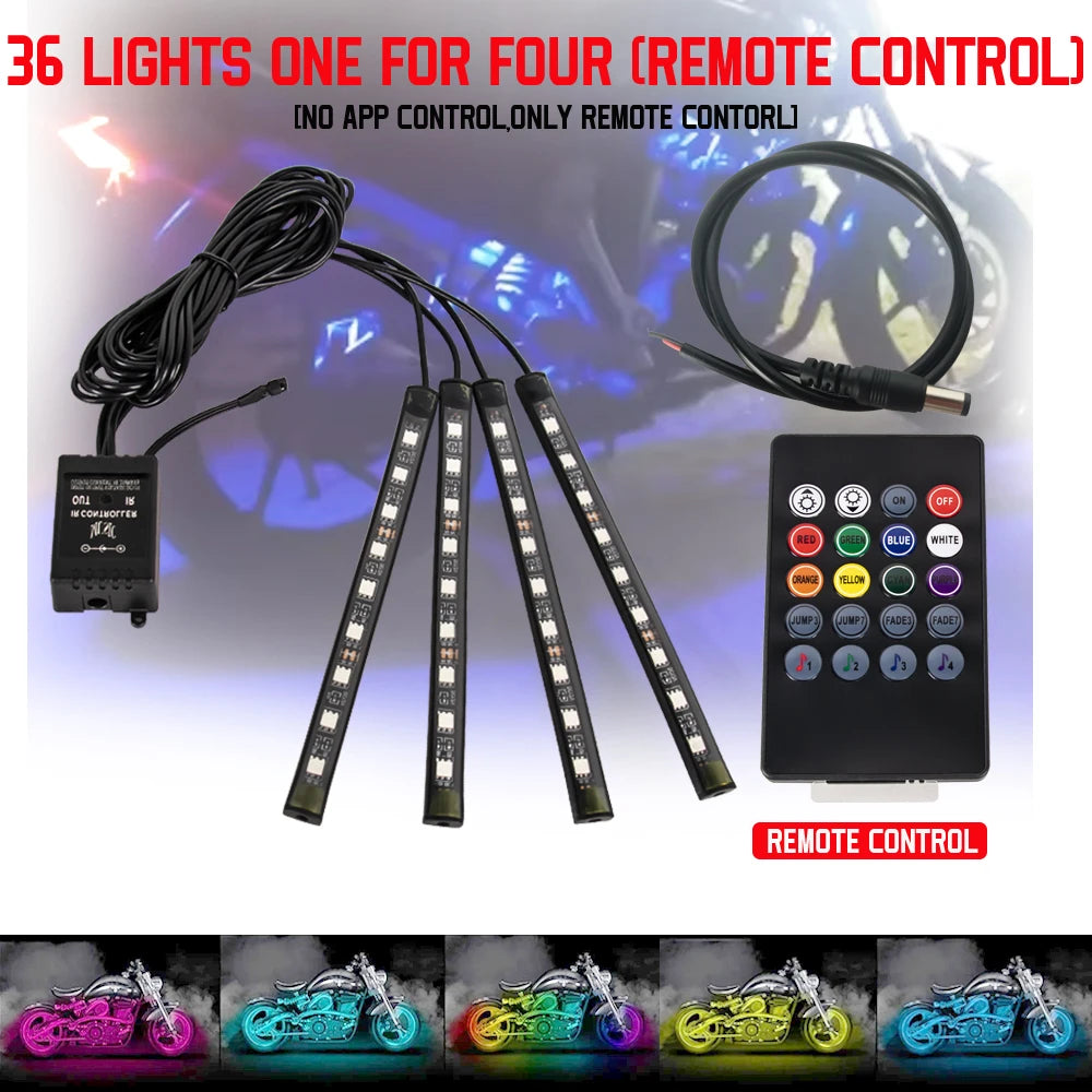 Led Motorcycle Atmosphere Light Decorative Ambient Light Strip Neon Lamp Flexible RGB APP 12V For Harley Yamaha Kawasaki Suzuki