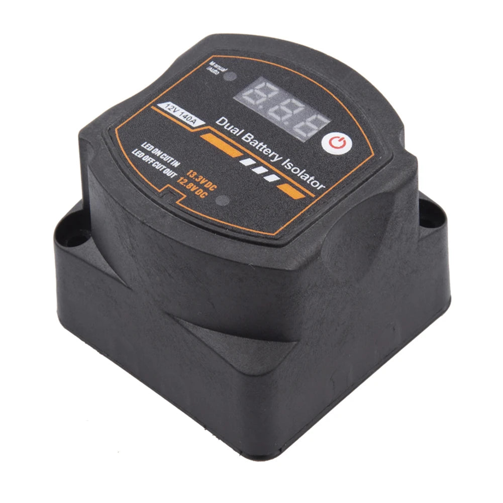 Dual Battery Isolator 12V 140A Auto Manual Voltage Sensitive Relay with Digital Voltmeter Smart VSR for Camper Car RV Yacht Boat