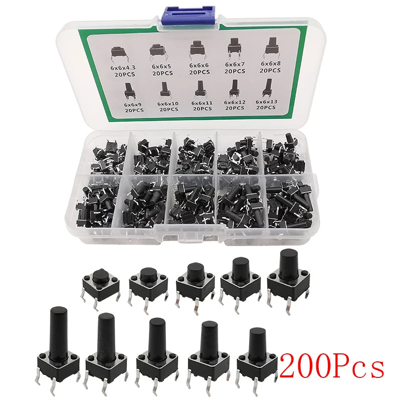 SMD DIP Micro Momentary Tact Switch Self-reset Push Button Micro Switch Assortment Kit for Car Remote Control Tablet